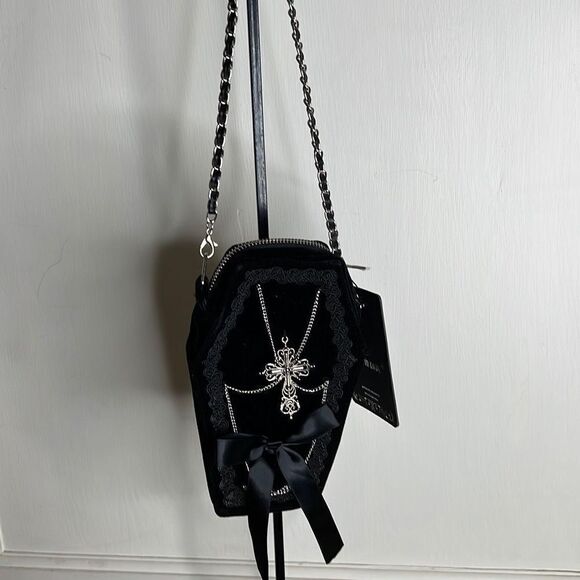 Dolls Kill Dark In Love Gothic Coffin Crossbody Bag NWT - Picture 6 of 6